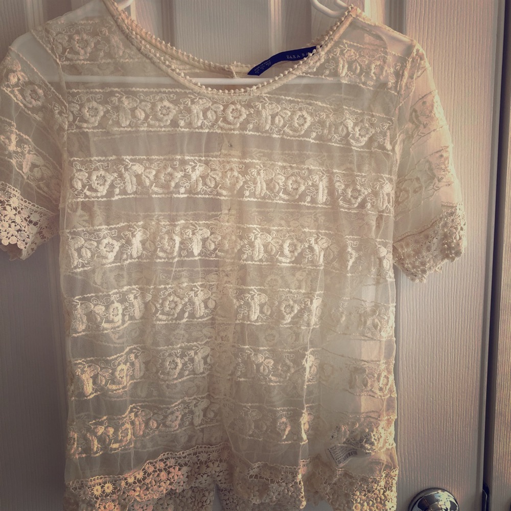 Zara off white lace top